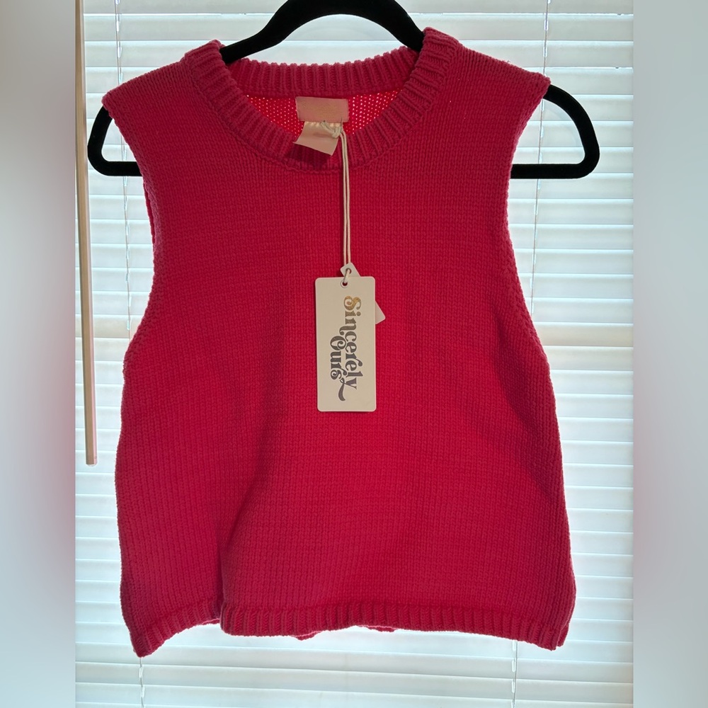 Sincerly Ours Pink Knit Sleeveless Top